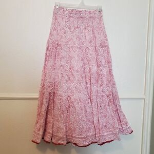 Cleobella Uma Midi Skirt Crimson and Ivory Patterned